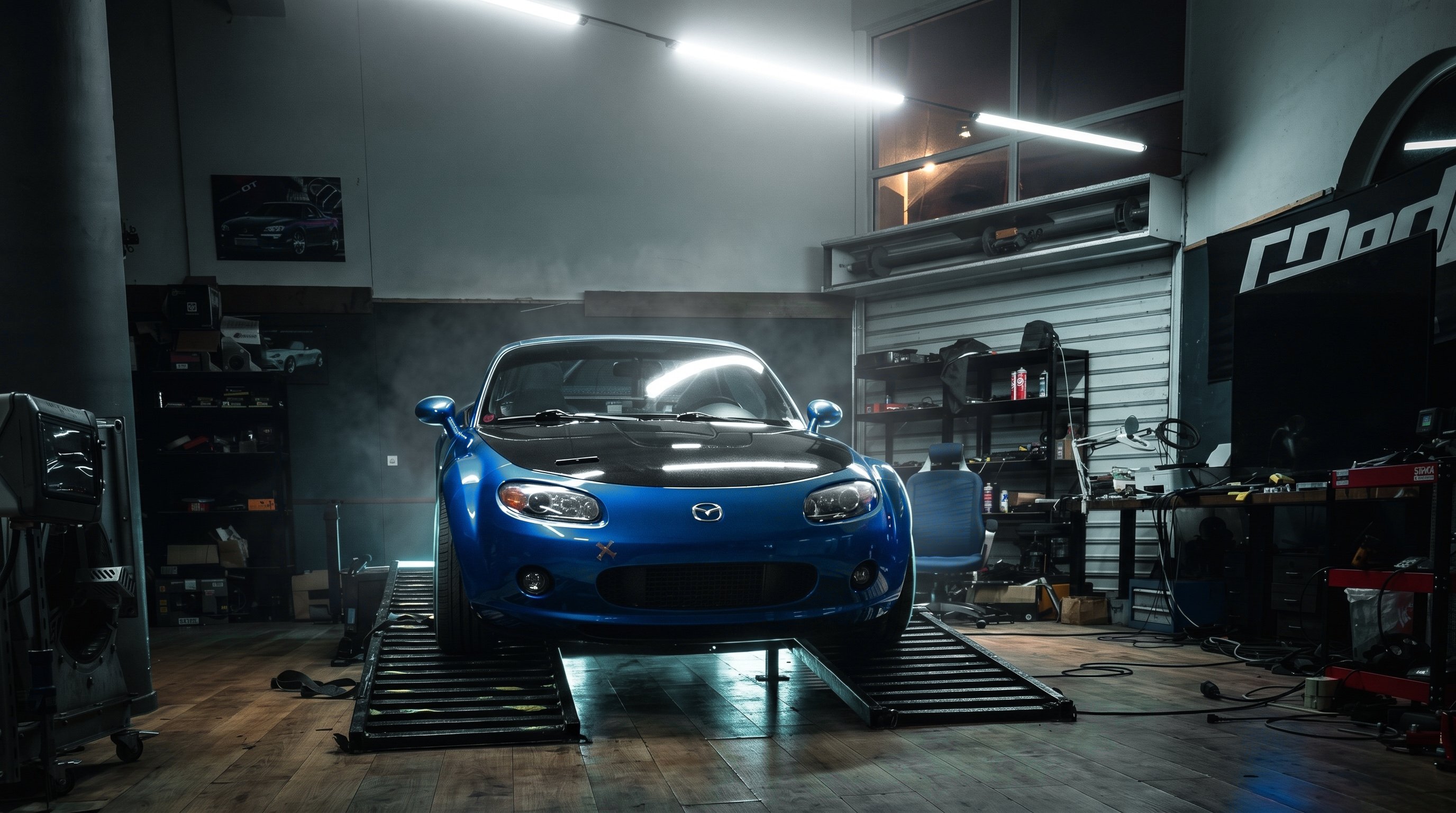 Blue MX-5 NC on the DynoRevolt at DMS