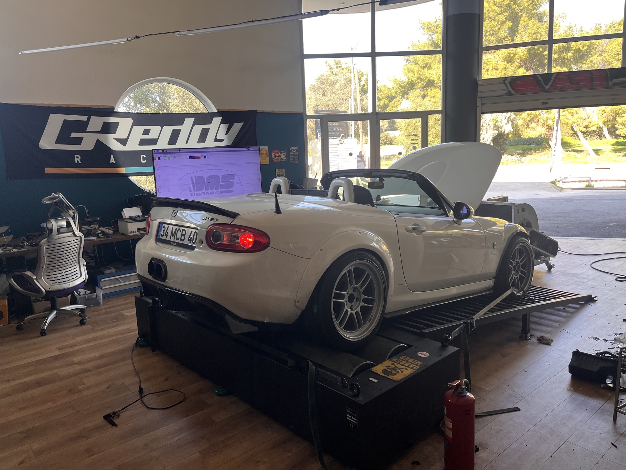 Widebody MX-5 NC 2.5L swap on the DMS dyno, tuned by Gianic